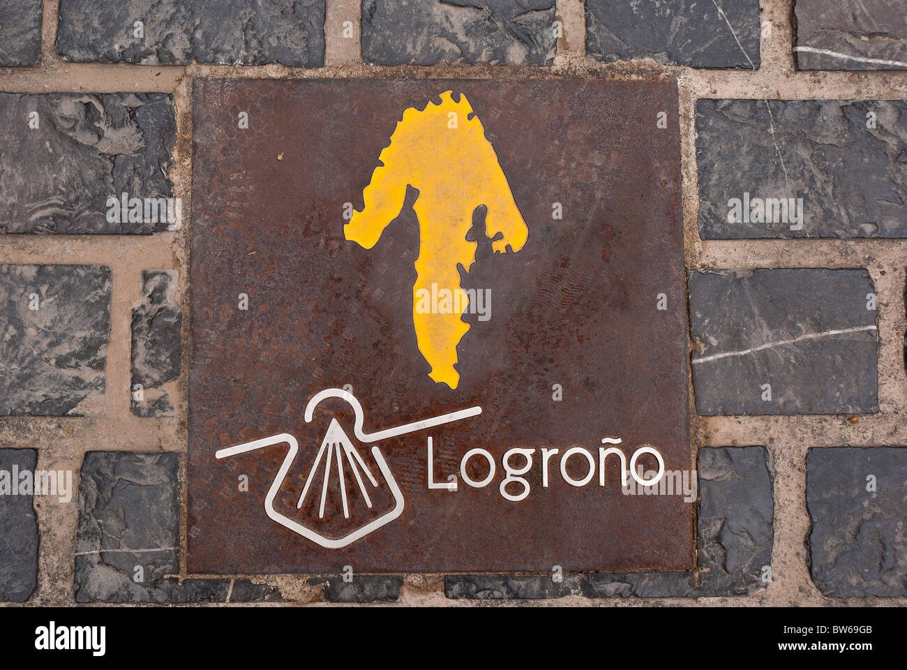 St Way of st James logo in the city of Logrono Stock Photo