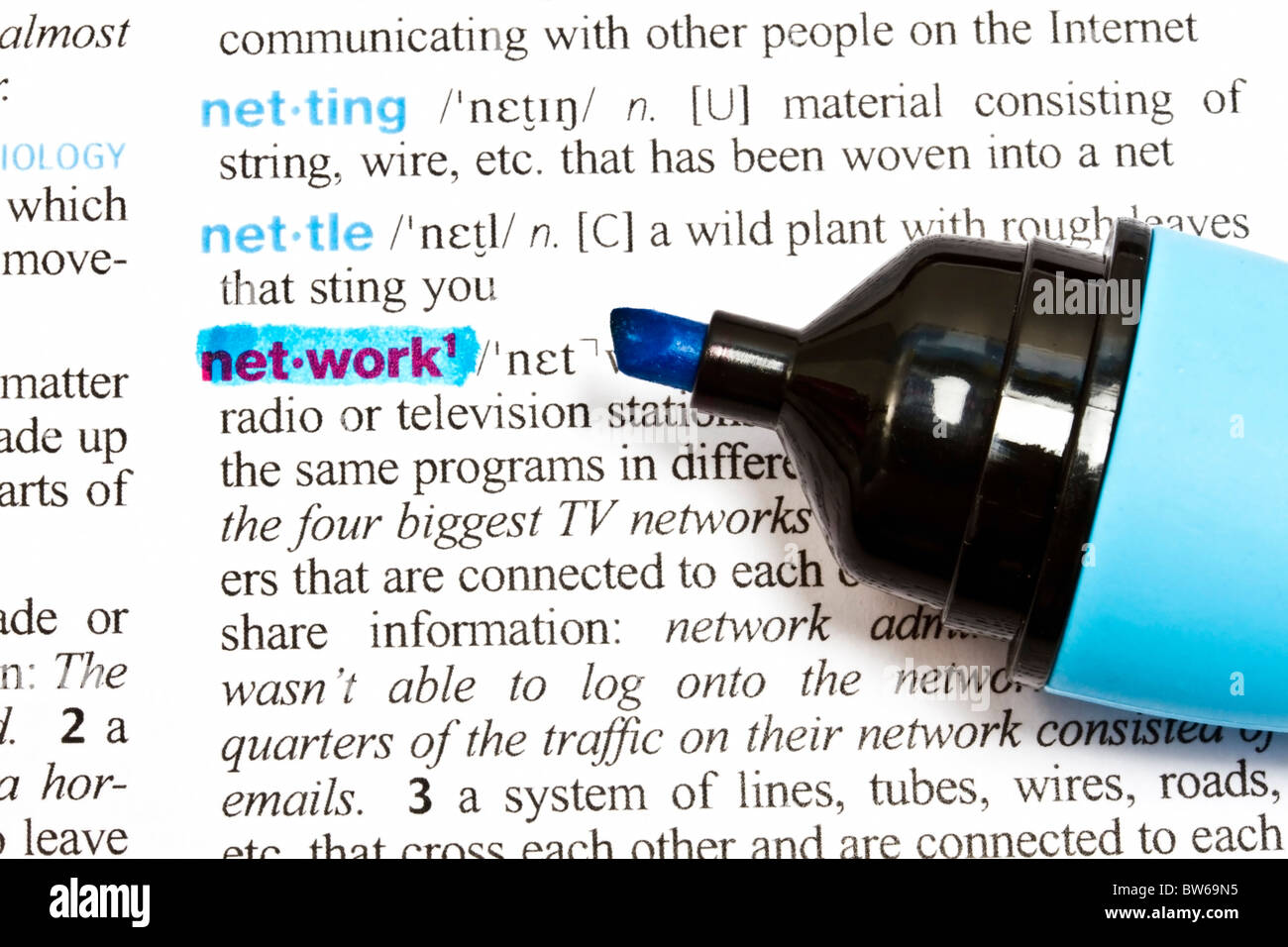The word " NETWORK" highlighted in a dictionary Stock Photo Alamy