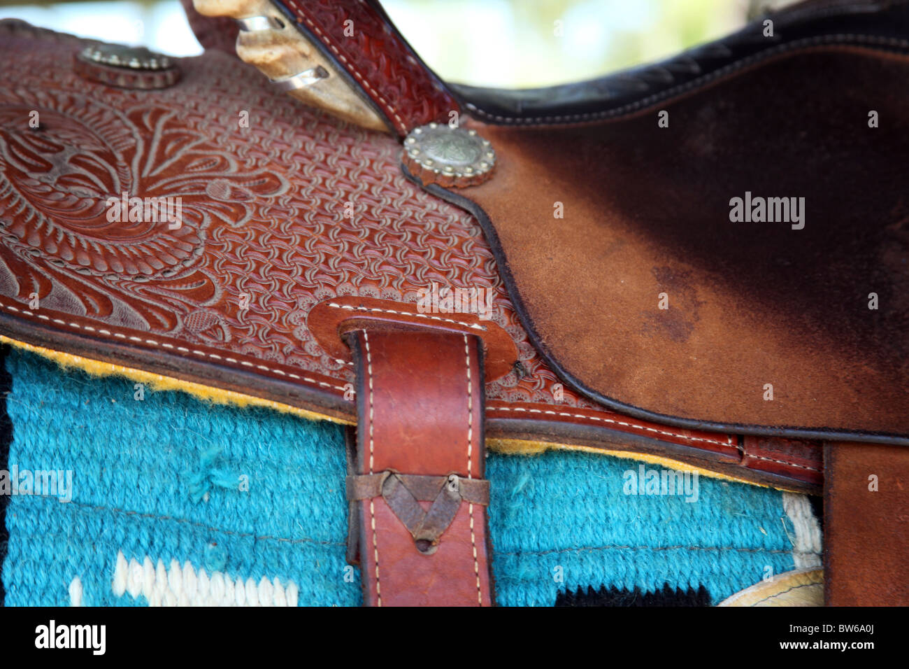 close up detail of a western saddle Stock Photo - Alamy