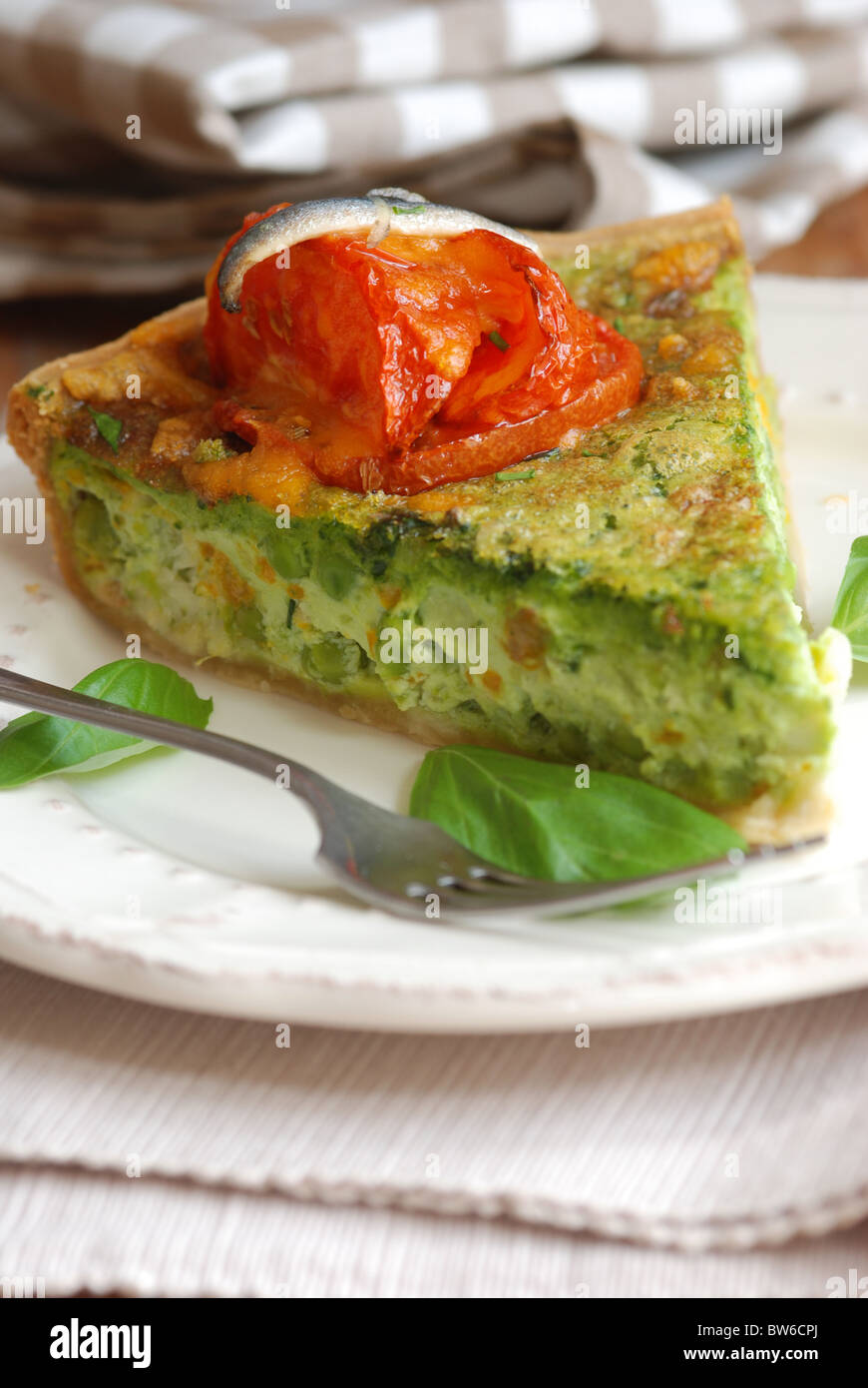 Haddock and spinach quiche Stock Photo Alamy