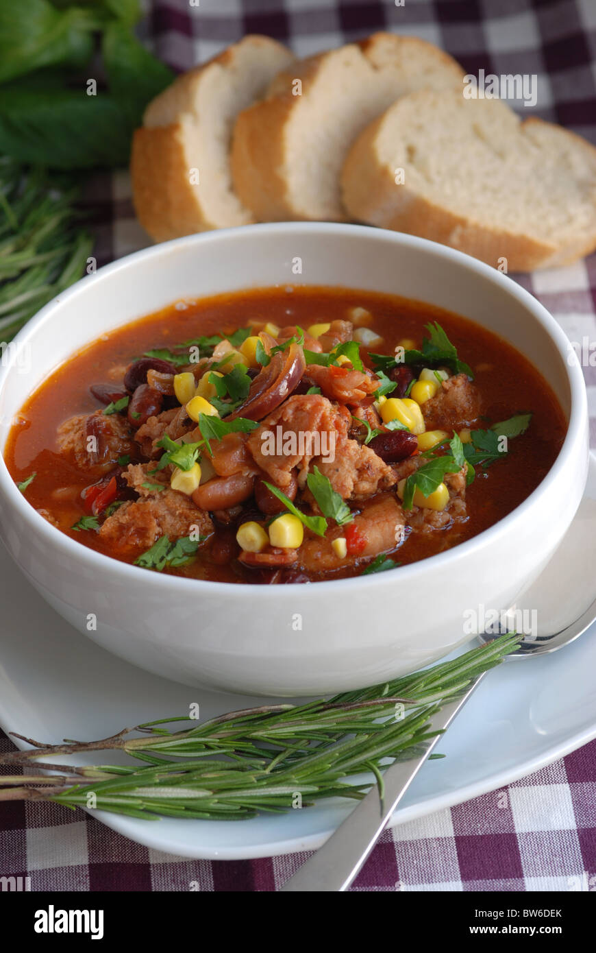 Spicy Italian bean and sausage casserole Stock Photo