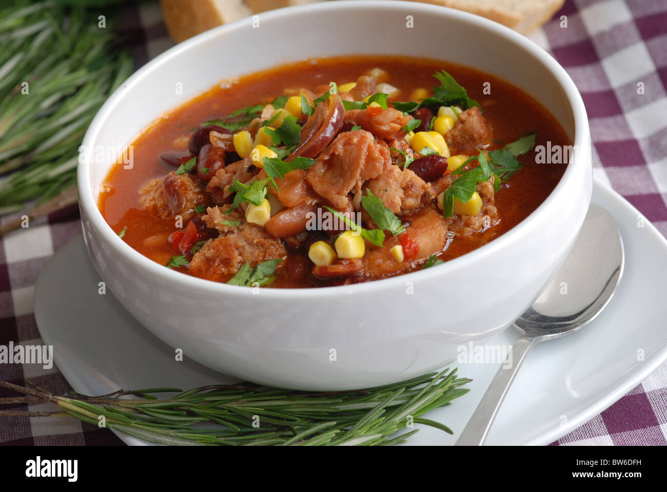 Spicy Italian bean and sausage casserole Stock Photo