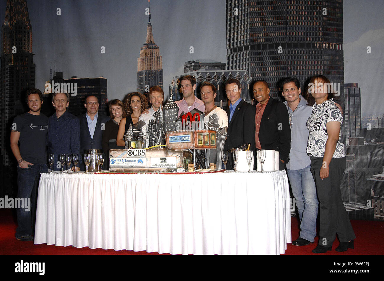 CSI:NY 100th Episode Cake Cutting Celebration Stock Photo