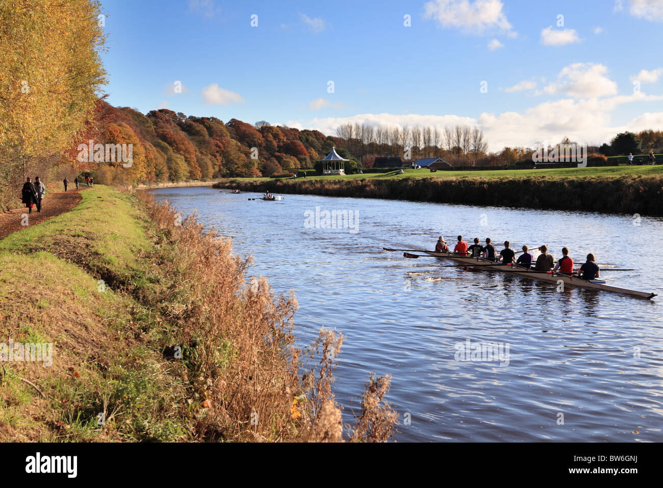 Rowing on the river Wear at Durham, England Stock Photo