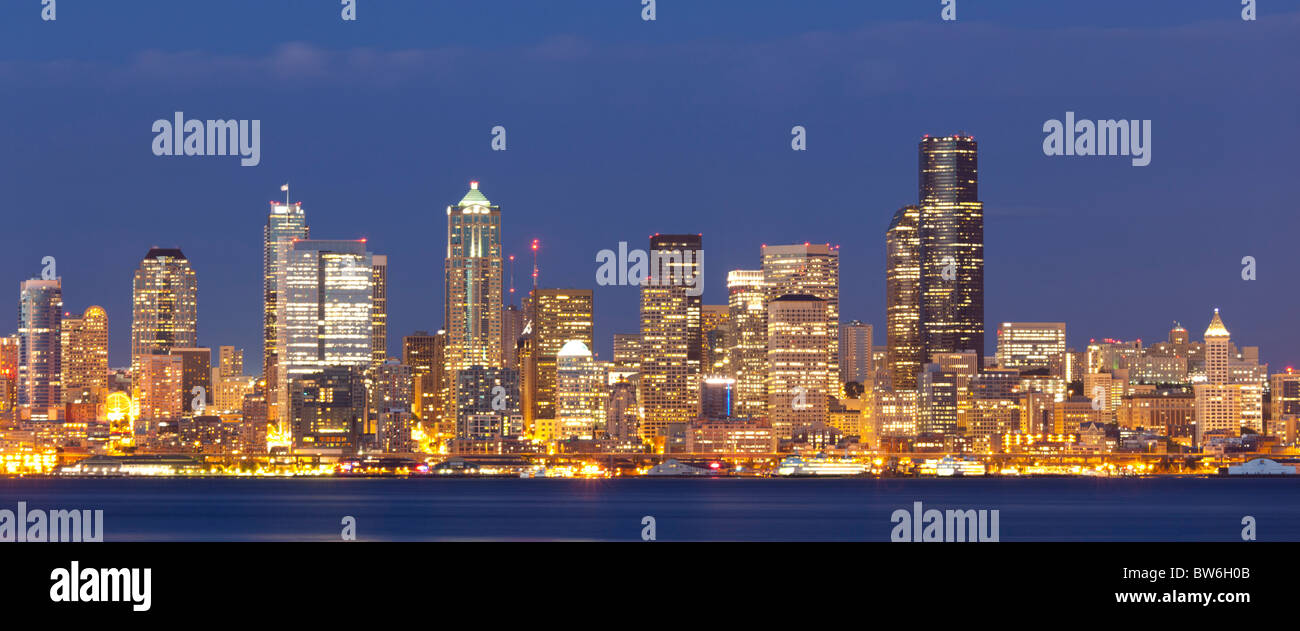 Seattle Skyline from Alki Beach, USA Stock Photo