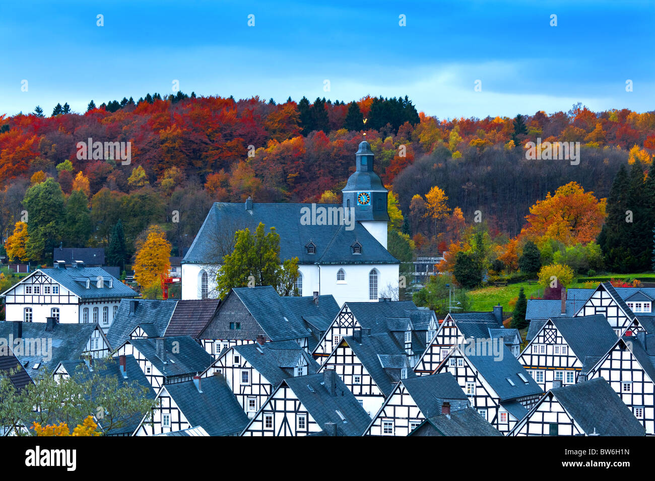 Half-timbered houses in Freudenberg, Germany Stock Photo