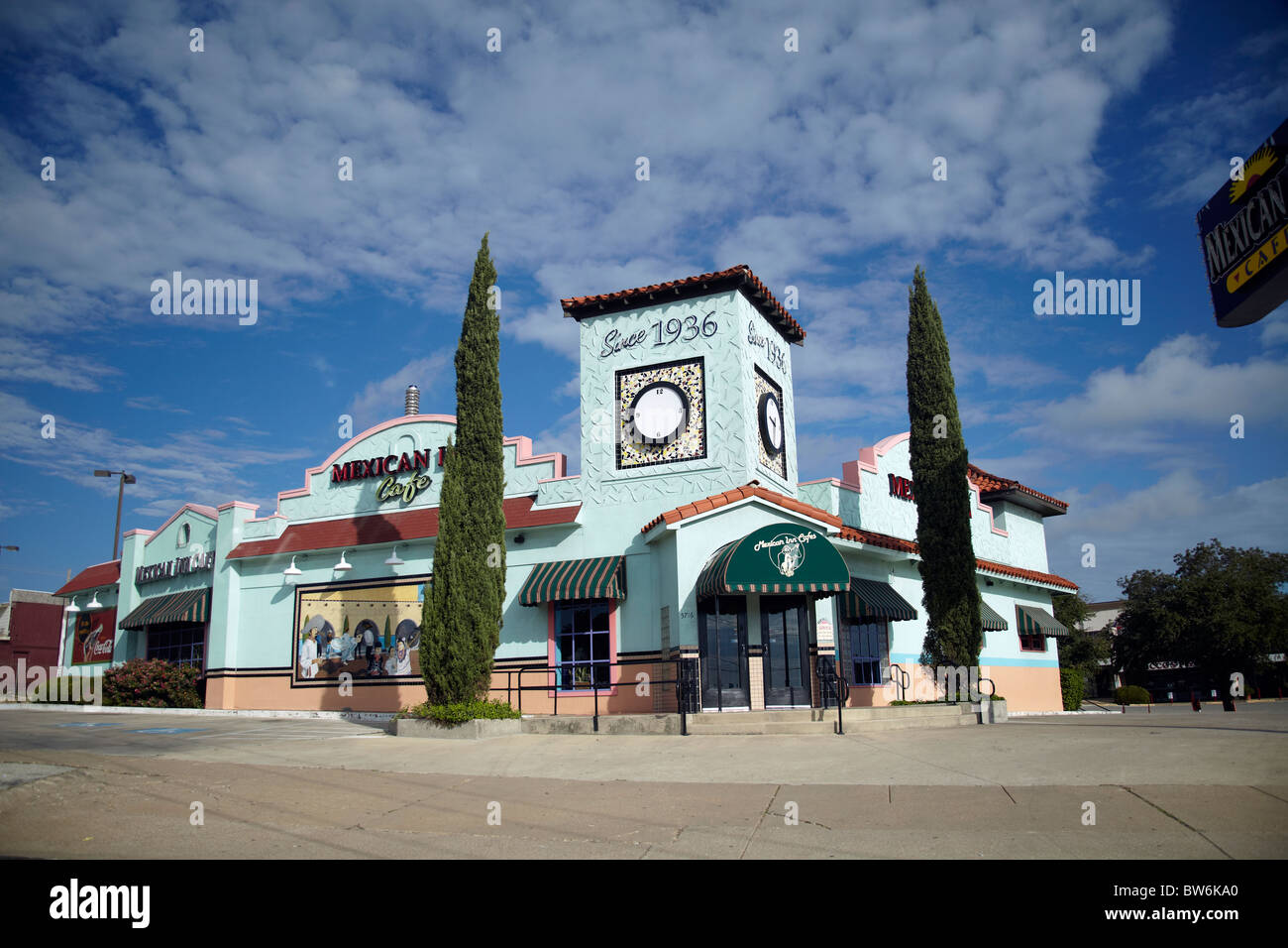 Mexican restaurant against a blue sky Stock Photo