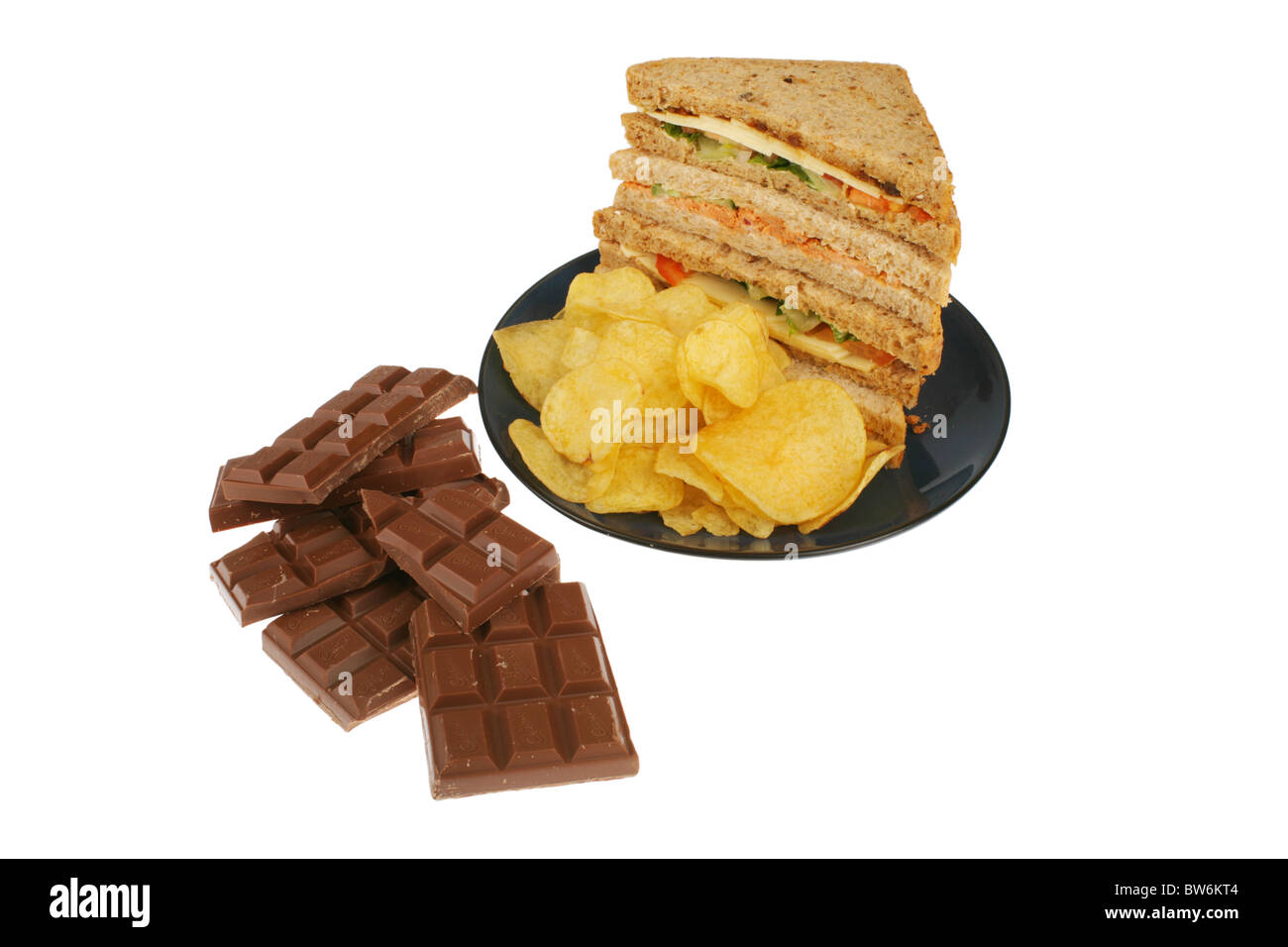Sandwiches and Chocolate Stock Photo