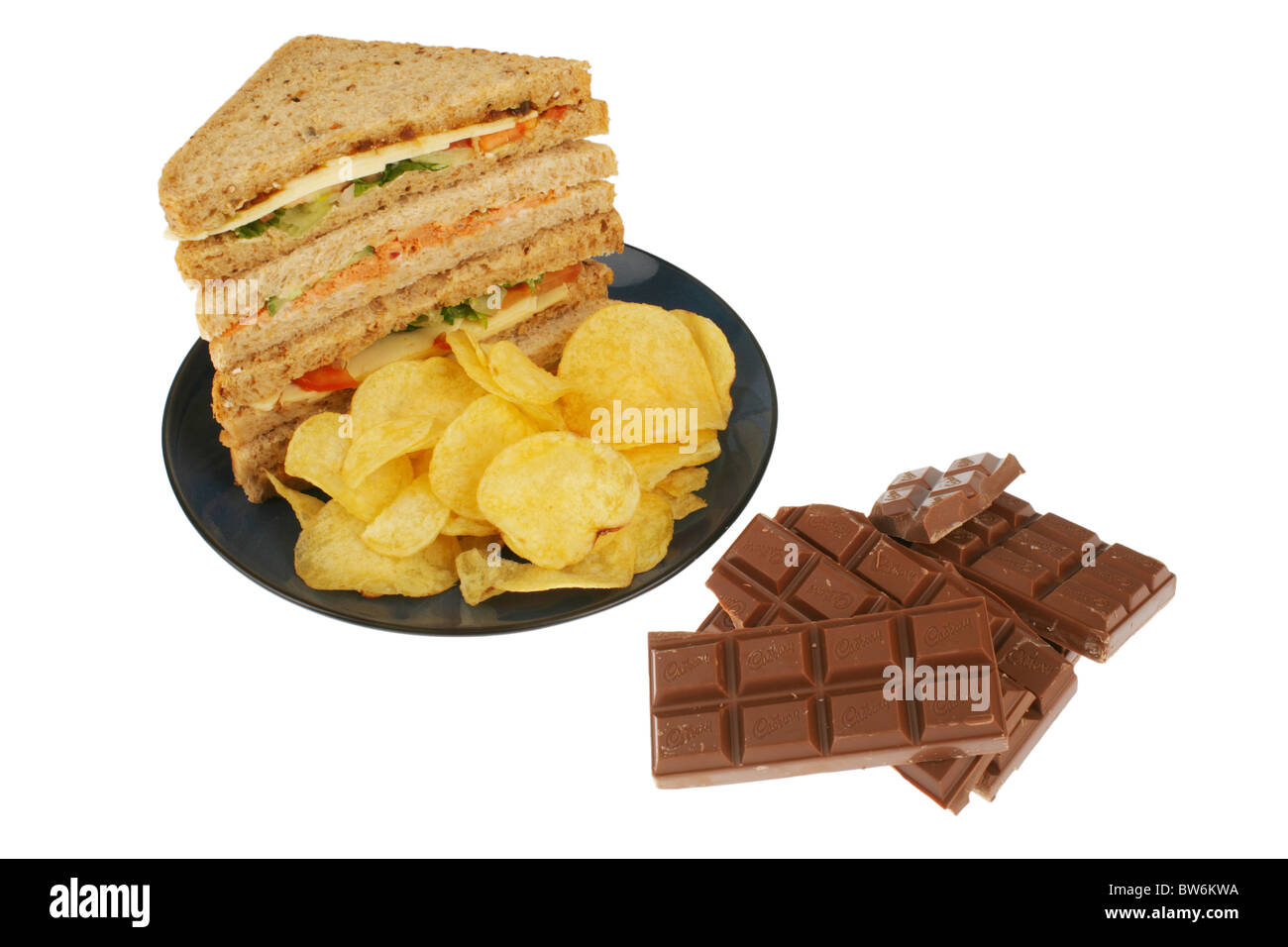 Sandwiches and Chocolate Stock Photo