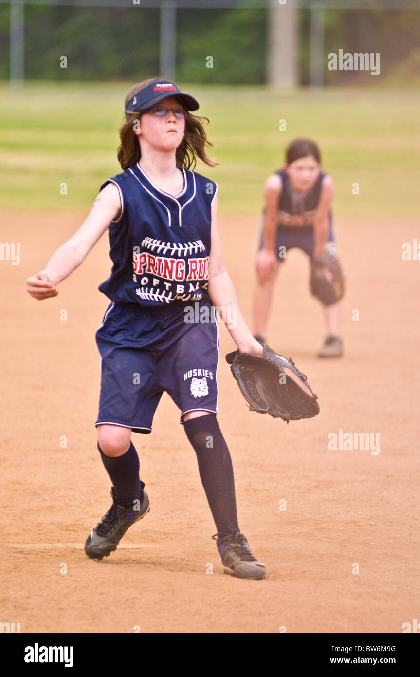 1 young Caucasian female baseball pitcher Stock Photo Alamy