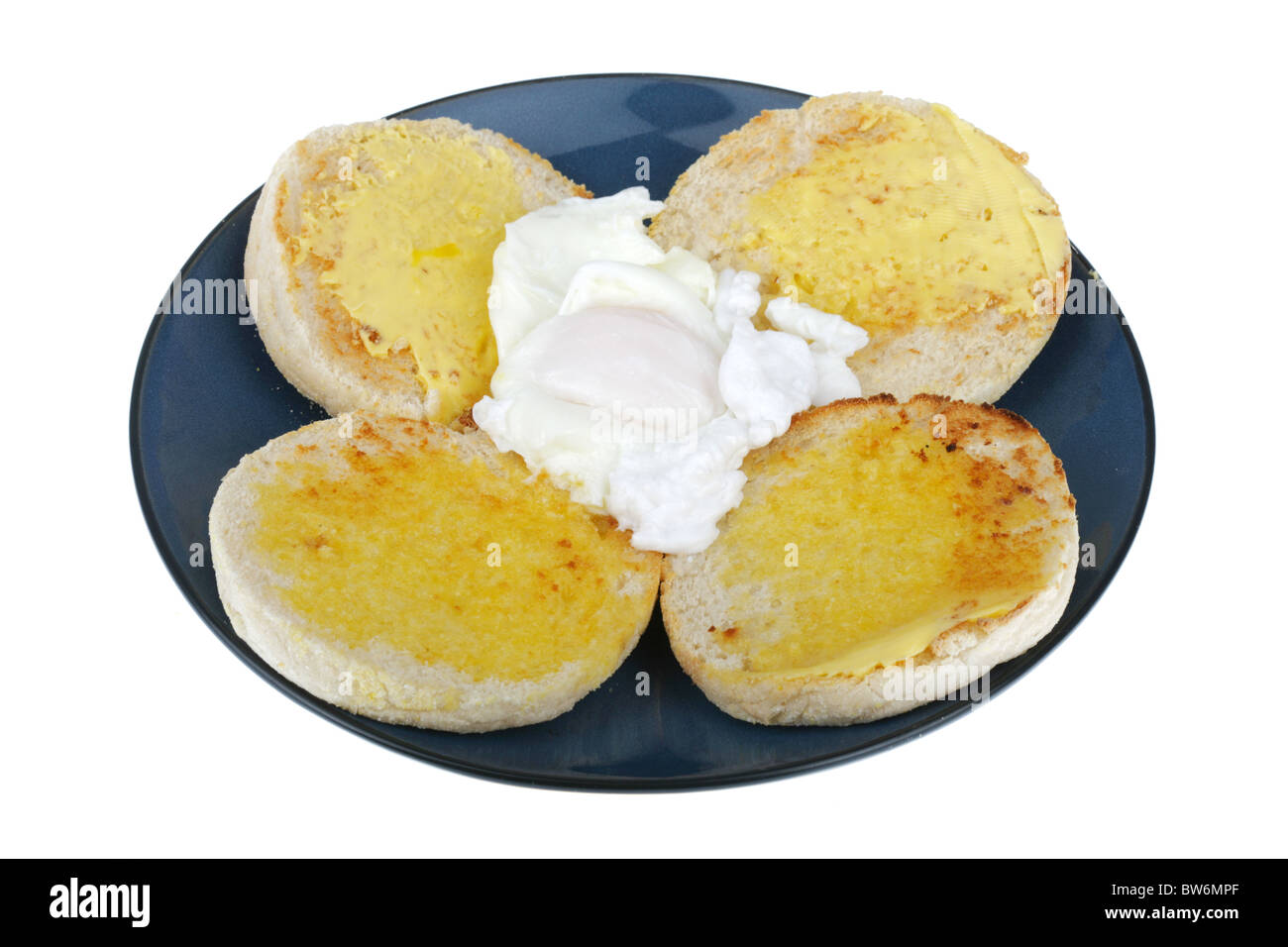 Two Muffins with Poached Egg Stock Photo