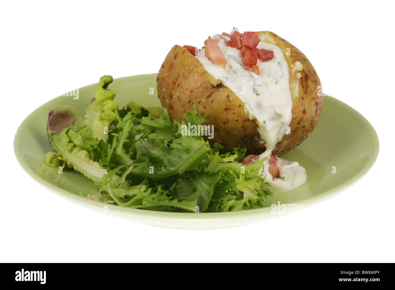 Jacket Potato with Bacon Bits and Sour Cream Stock Photo