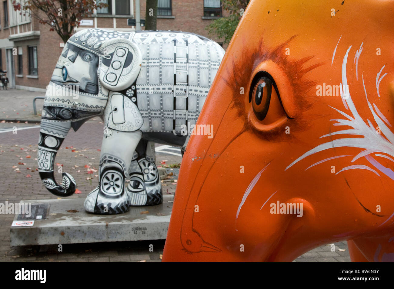 Colourful and painted elephant sculptures decorate the streets of
