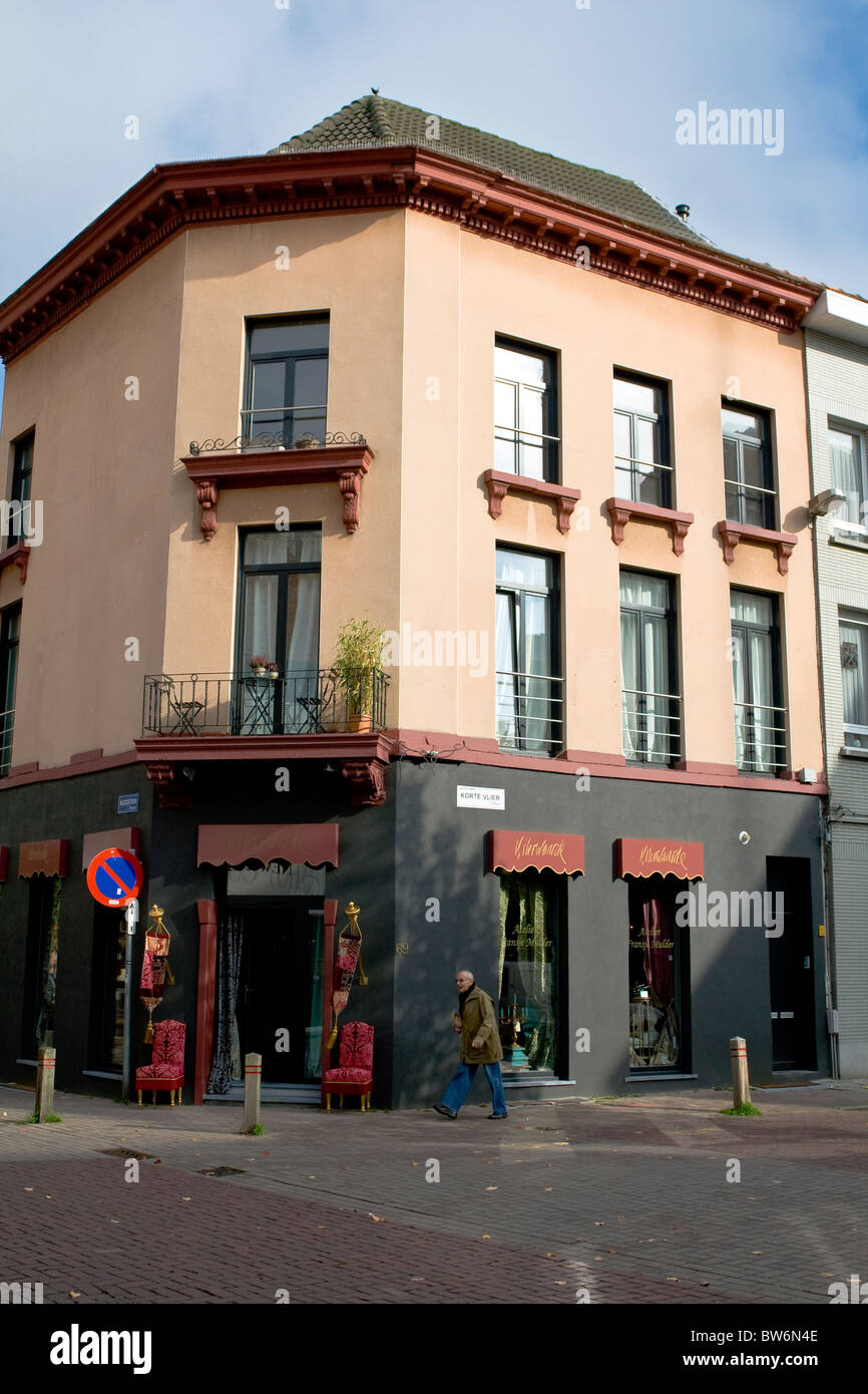 A typical European style building on a street corner in Antwerp Belgium Stock Photo