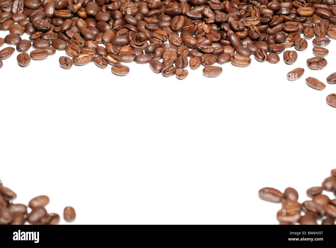 brown coffee beans with copy space on white background Stock Photo - Alamy