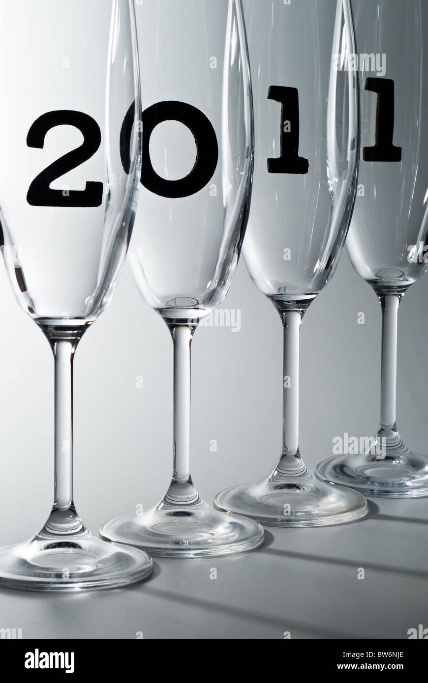 beautiful champagne glasses with 2011 inside Stock Photo Alamy