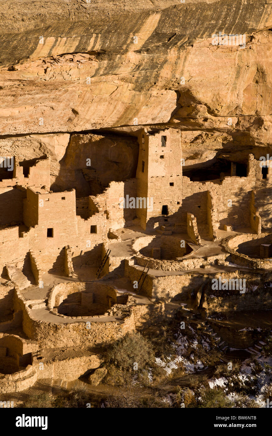 Cliff Palace cave dwellings during winter in Mesa Verde National Park ...