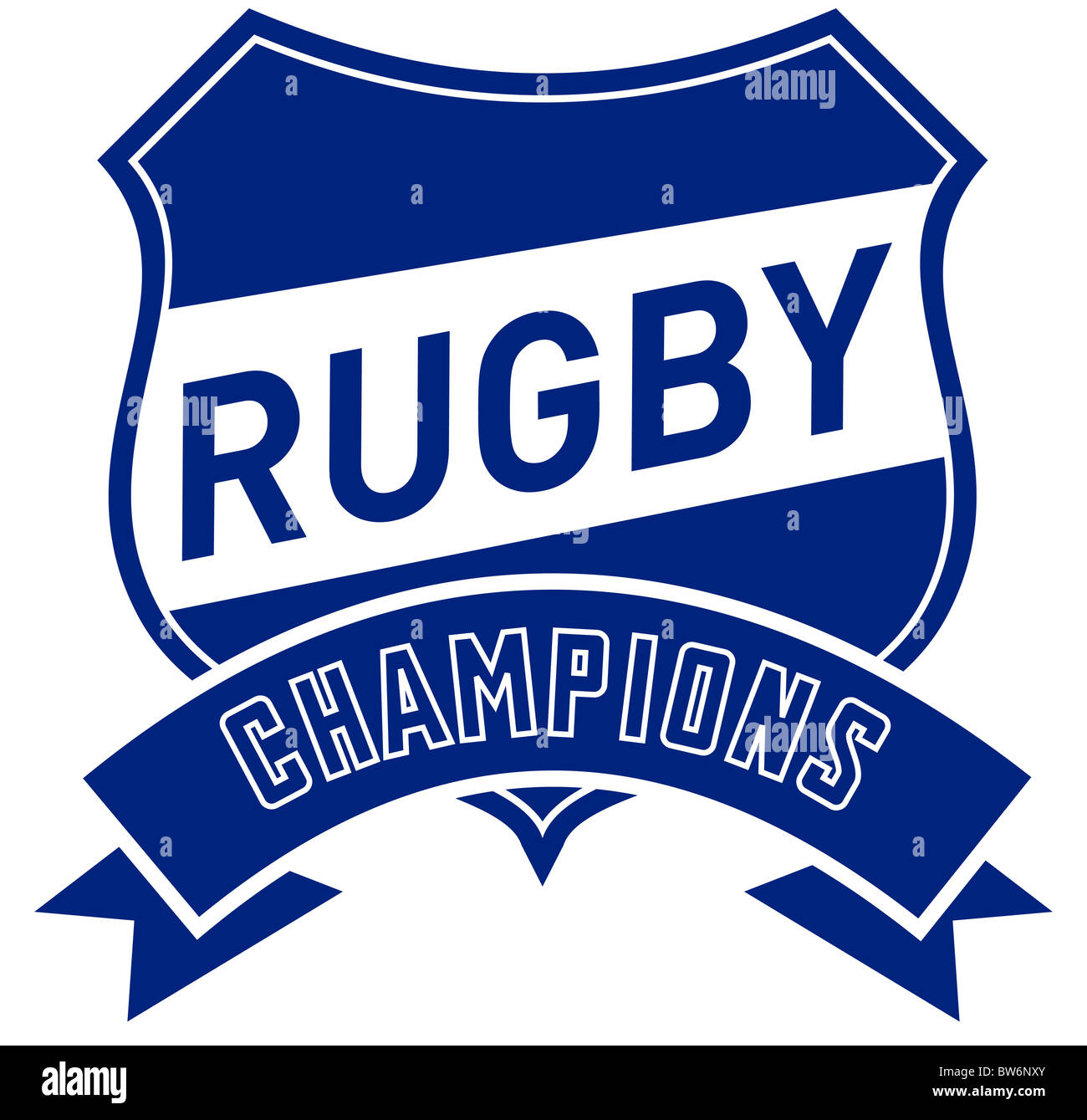 illustration of a shield with scroll and words rugby champions isolated