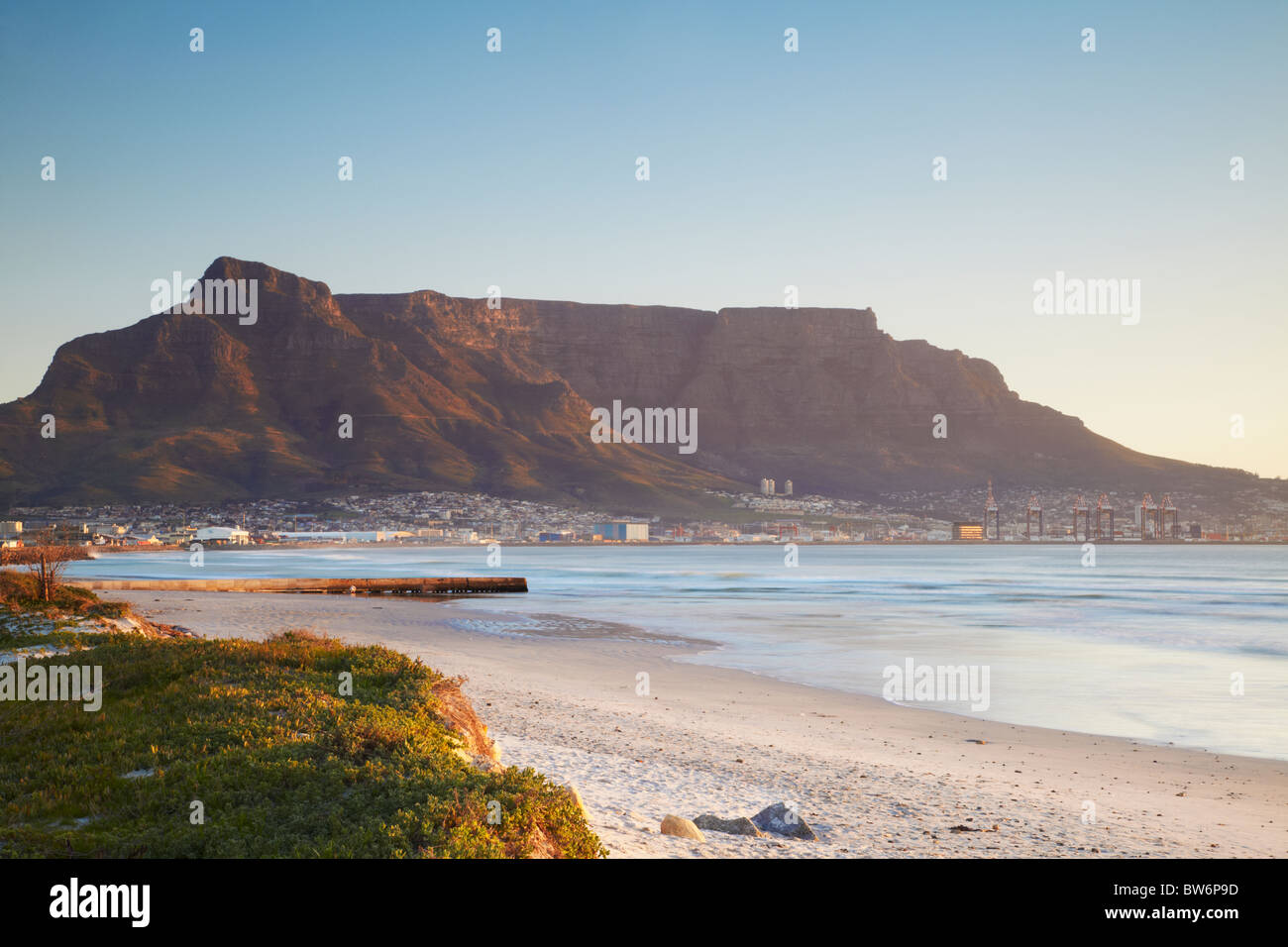 View of Table Mountain from Milnerton beach, Cape Town, Western Cape, South Africa Stock Photo