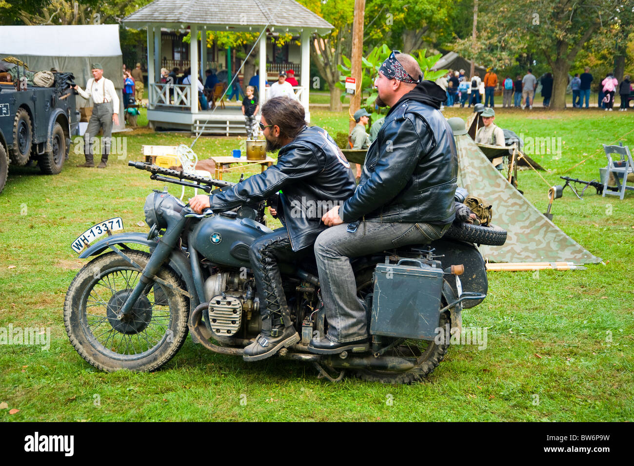two harley davisson guys try to ride bmw motorcycle from world war two ...