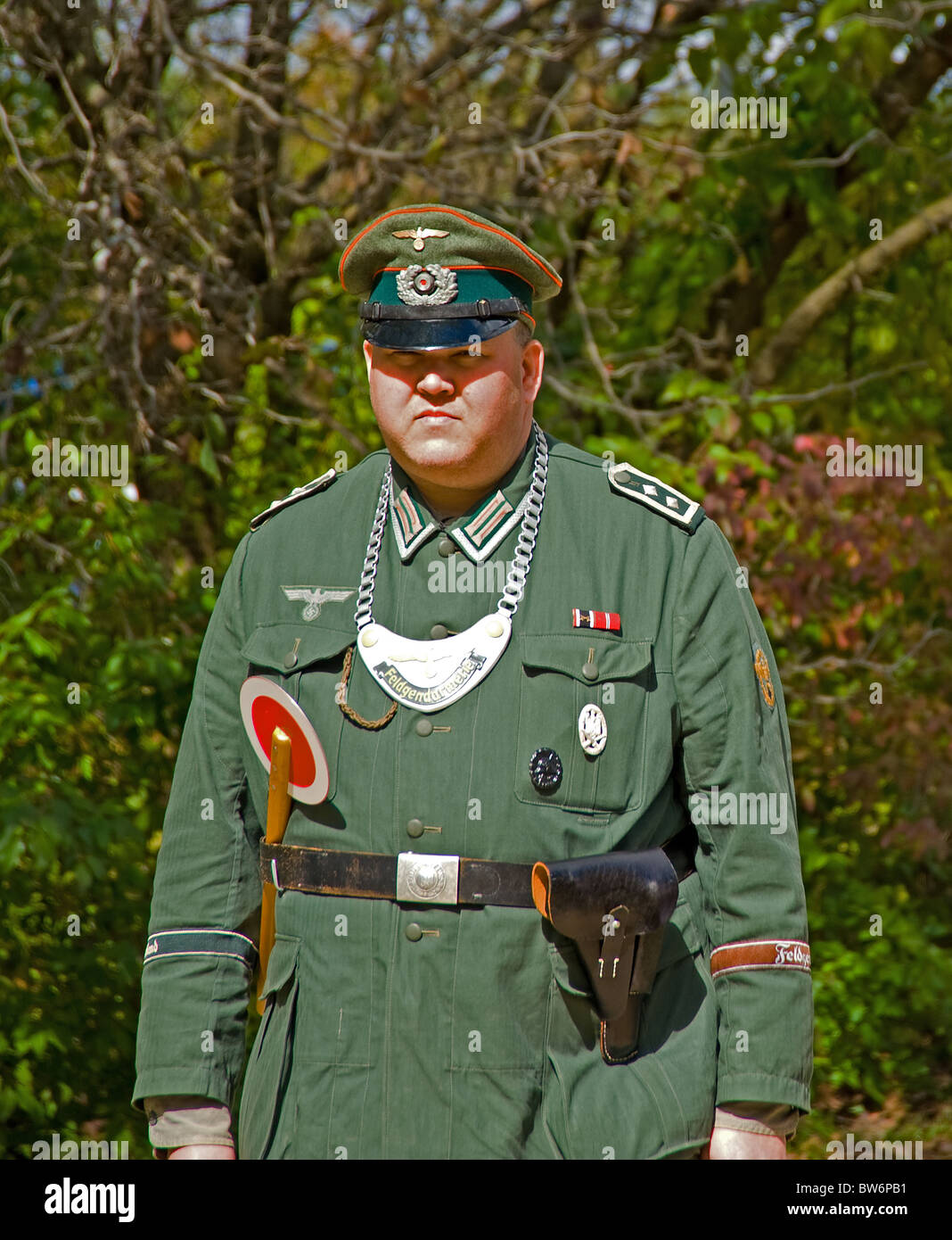 German army officer world war two 2 acting performance show traffic controller open air show Stock Photo