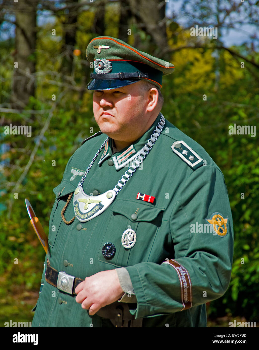 German army officer world war two 2 acting performance show traffic controller open air show Stock Photo