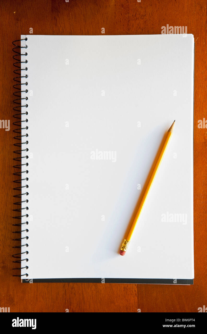 A large spiral bound notebook with blank pages Stock Photo Alamy