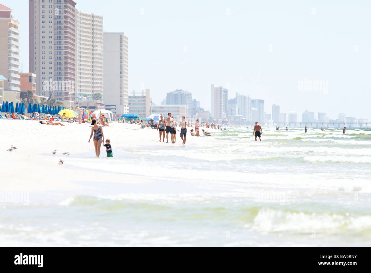 Panama City Beach, Florida. People walking in the surf. Stock Photo