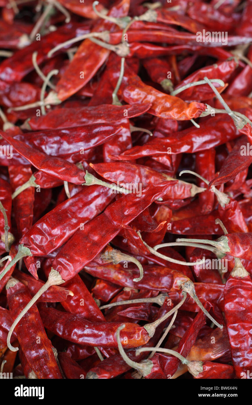 Background of dried red Chili Peppers Stock Photo - Alamy