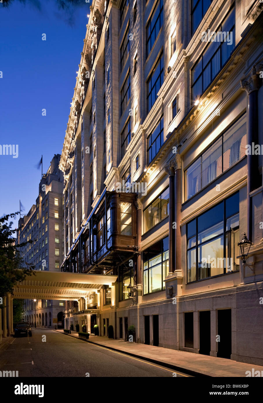 Riverside elevation to the refurbished Savoy Hotel in London - reopened in October 2010 Stock Photo