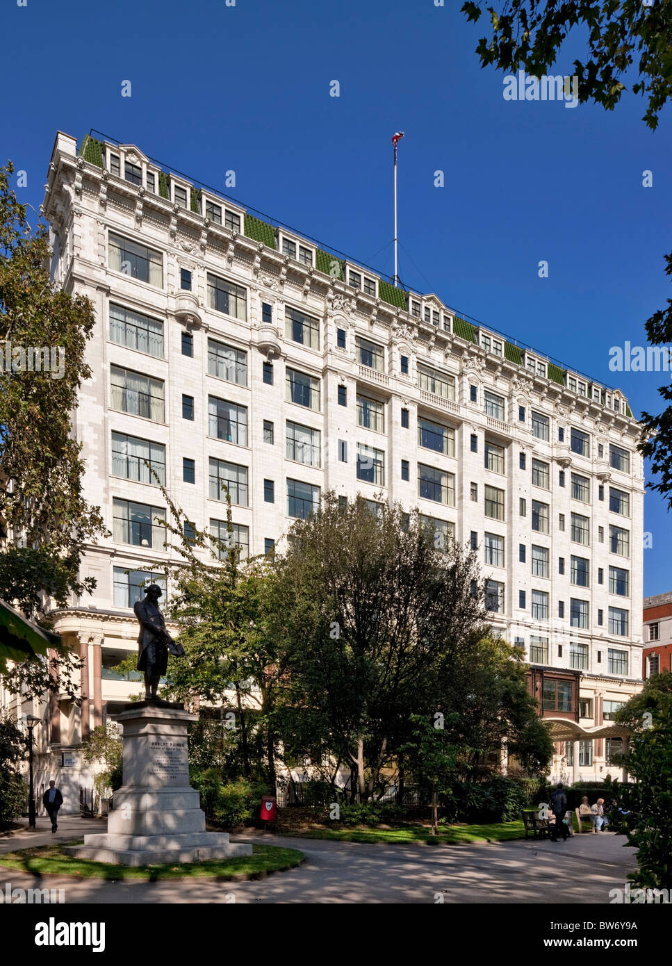 Riverside elevation to the refurbished Savoy Hotel in London - reopened in October 2010. Stock Photo