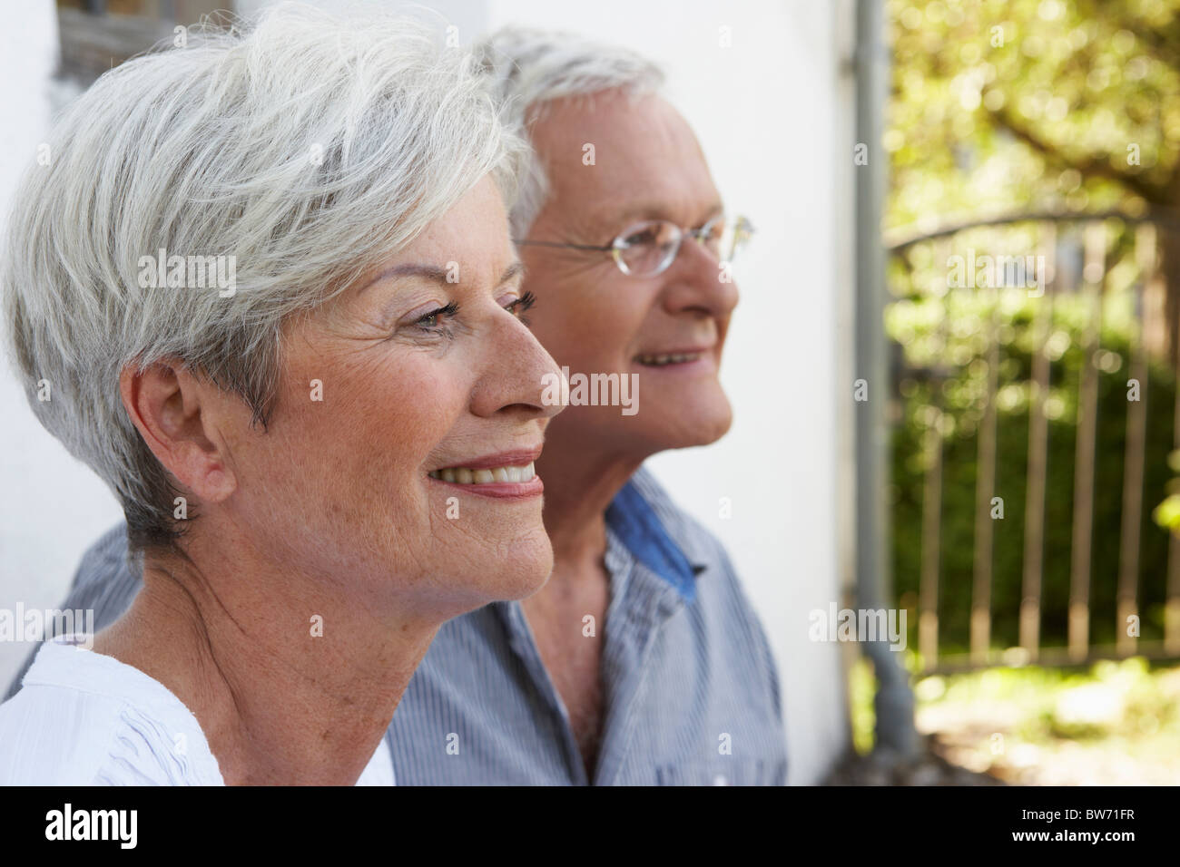 Closeup profile view happy senior hi-res stock photography and images ...