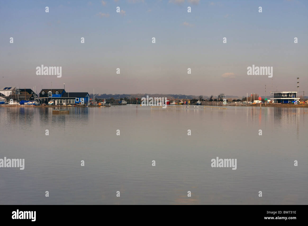 High tide at Rye harbour, East Sussex, England Stock Photo Alamy