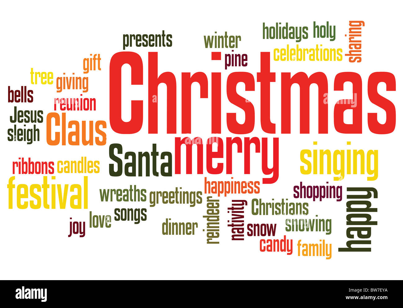 christmas background, with random words layout Stock Photo - Alamy