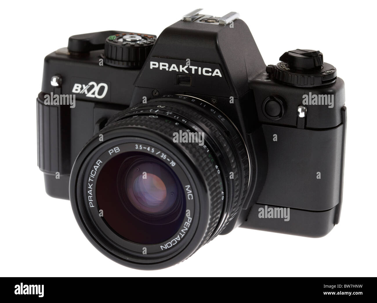 praktica bx20 35mm slr film camera manufactured in east germany in the 1980s with lens Stock Photo