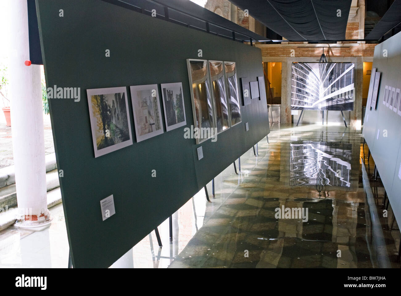 A flooded art gallery during an acqua alta in Venice, Italy Stock Photo