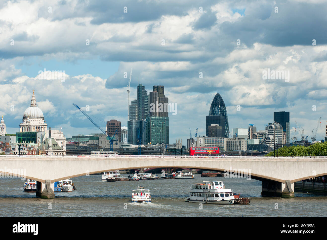 London skyline with St Paul's, the Cone and Natwest tower. Stock Photo