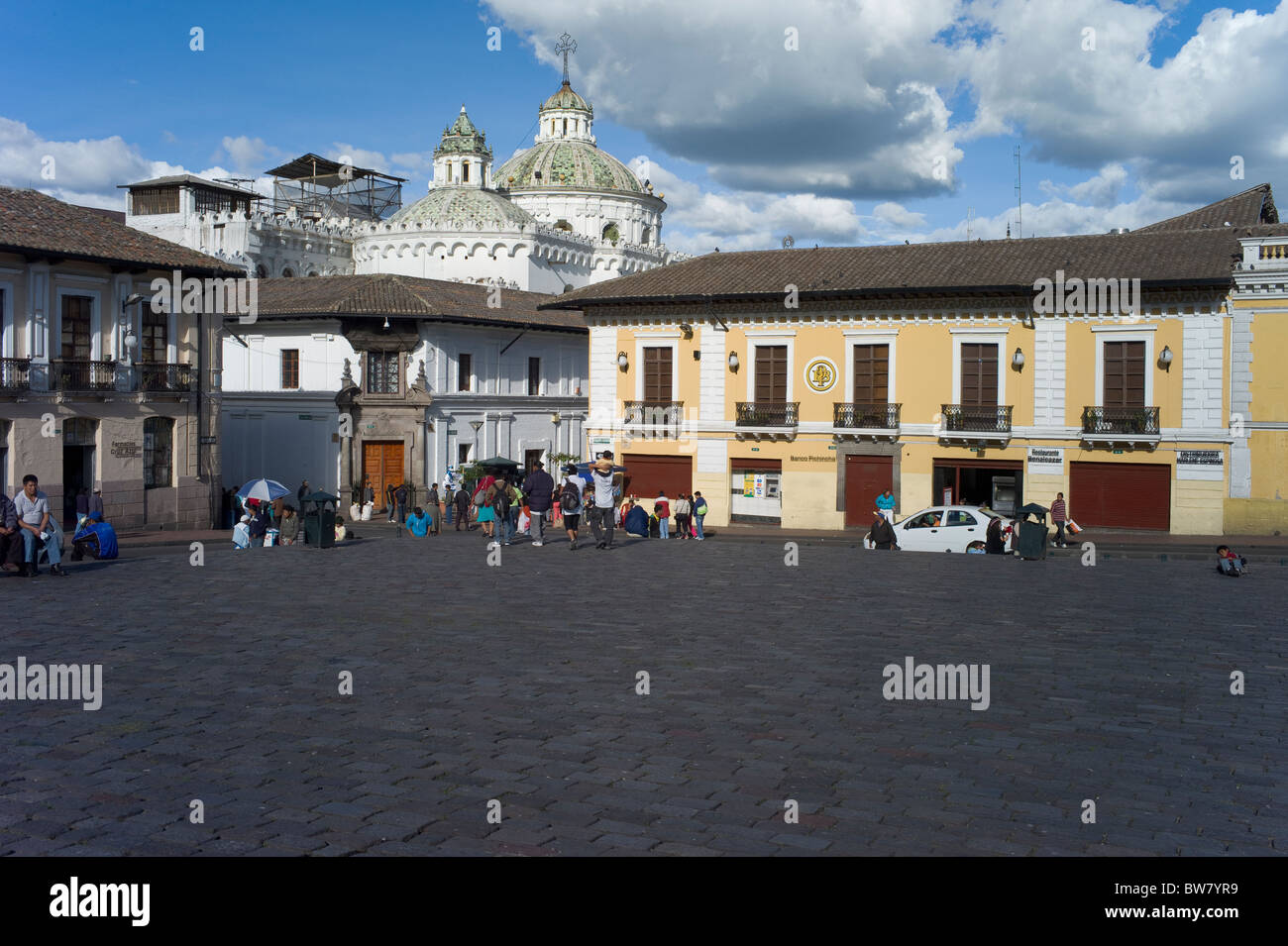 Plaza San Francisco, Company of Jesus church, Quito, Ecuador Stock Photo