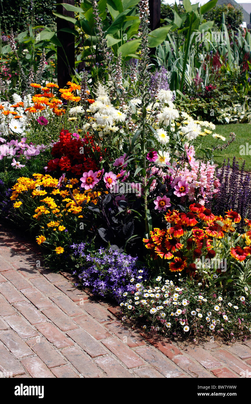 A COLOURFUL SUMMER FLOWER BORDER Stock Photo - Alamy