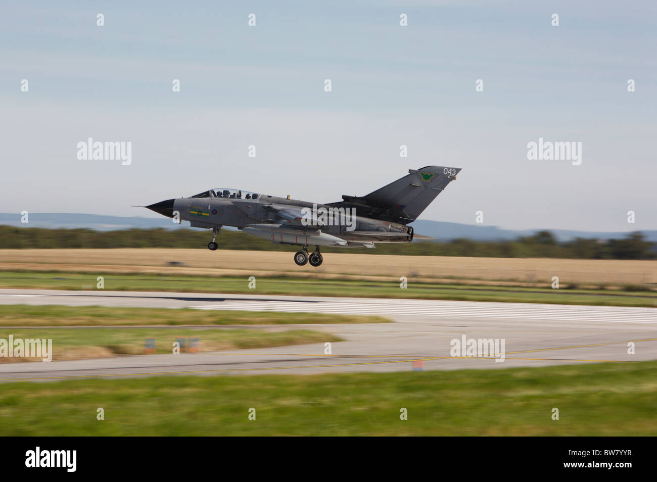 Tornado aircraft about to land at RAF Leuchars. Stock Photo