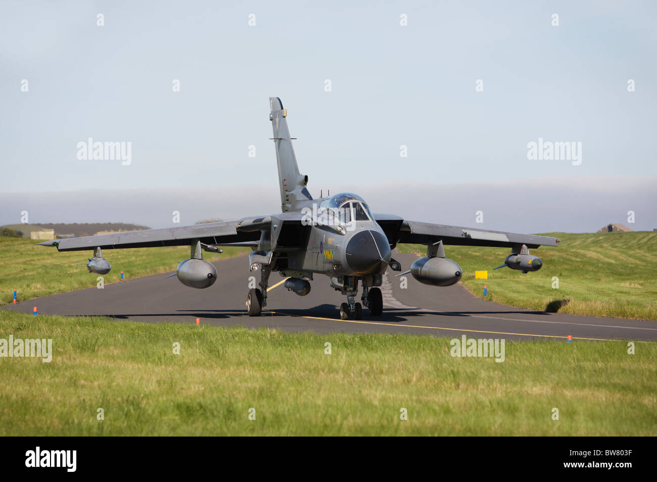 Tornado aircraft taxing before takeoff at RAF Leuchars. Stock Photo