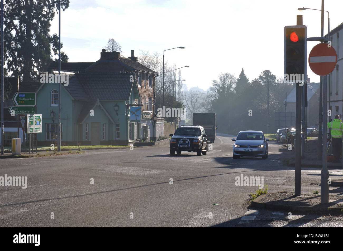 A5 road, Watling Street, at Weedon, Northamptonshire, England, UK Stock