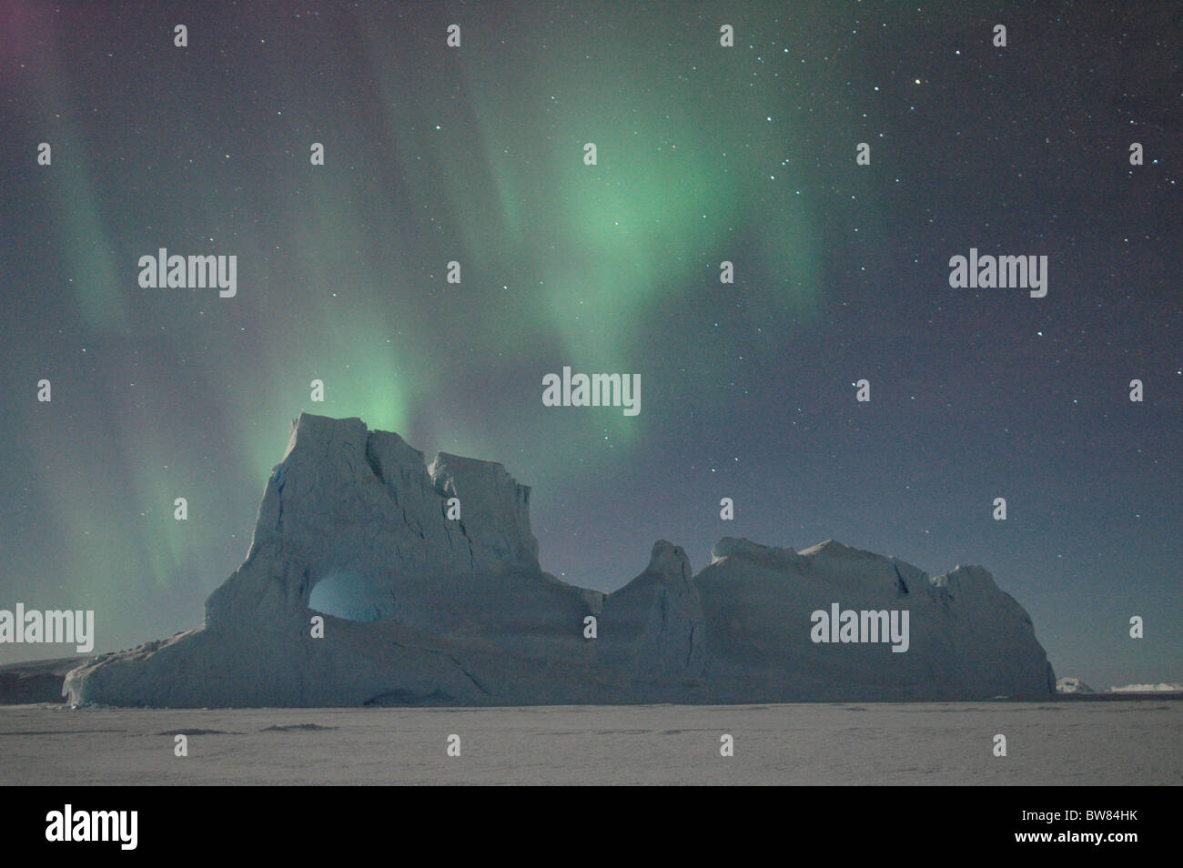 Southern lights, Aurora australis, over antarctic landscape, Antarctica Stock Photo Alamy