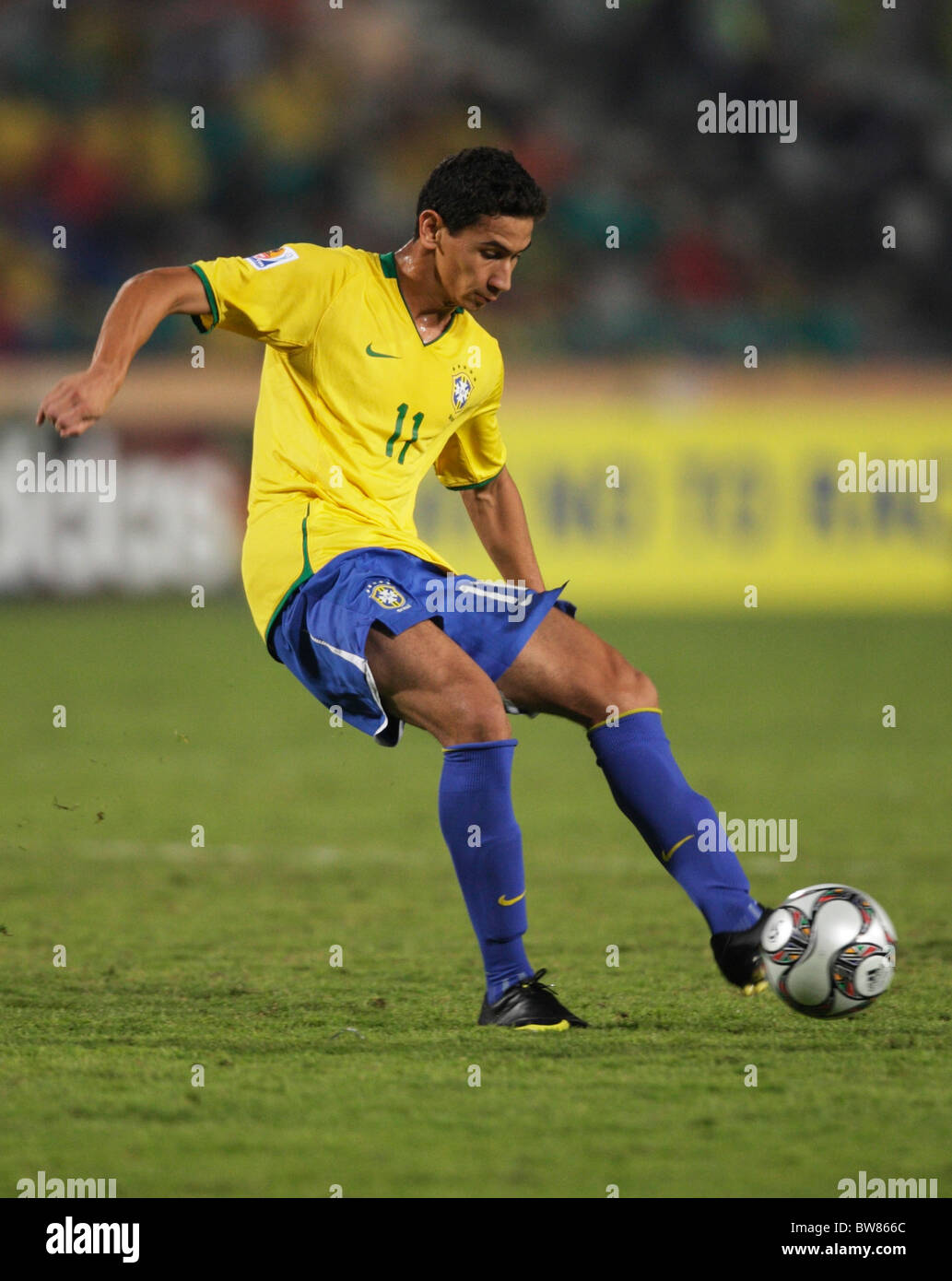 Ganso of Brazil passes the ball during the FIFA U-20 World Cup final against Ghana October 16, 2009 Stock Photo