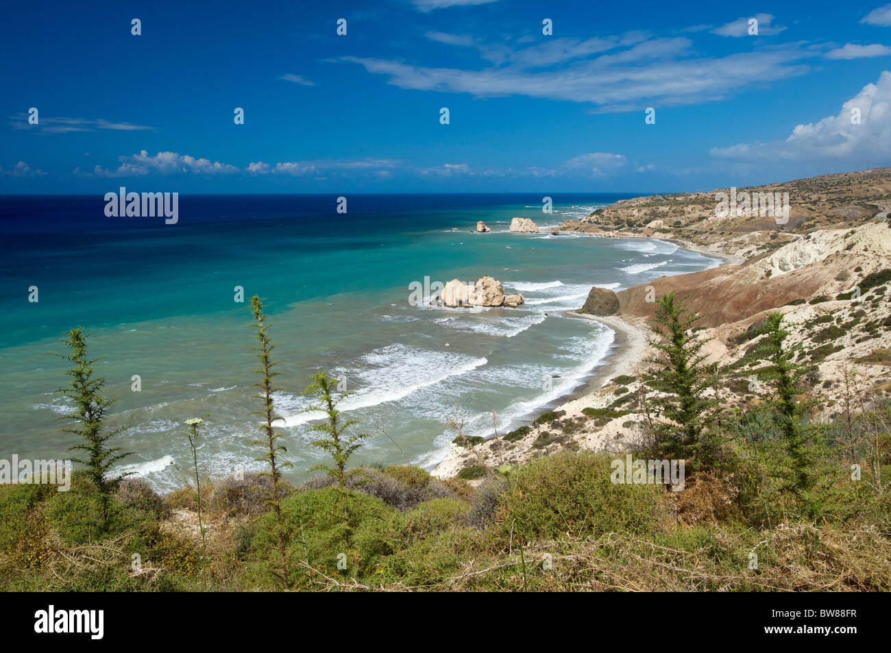 Petra tou Romiou, Aphrodite´s Beach, Republic of Cyprus Stock Photo