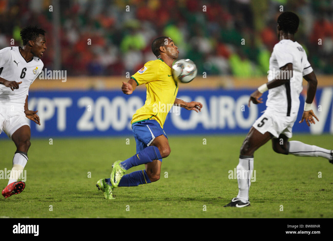 Alex Teixeira of Brazil traps the ball during the FIFA U-20 World Cup final against Ghana October 16, 2009 Stock Photo