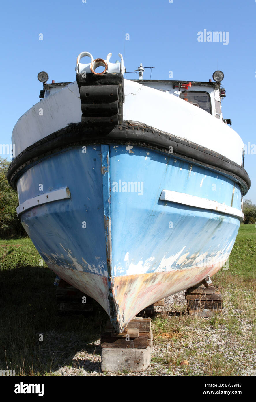 Old Blue Boat Stock Photo