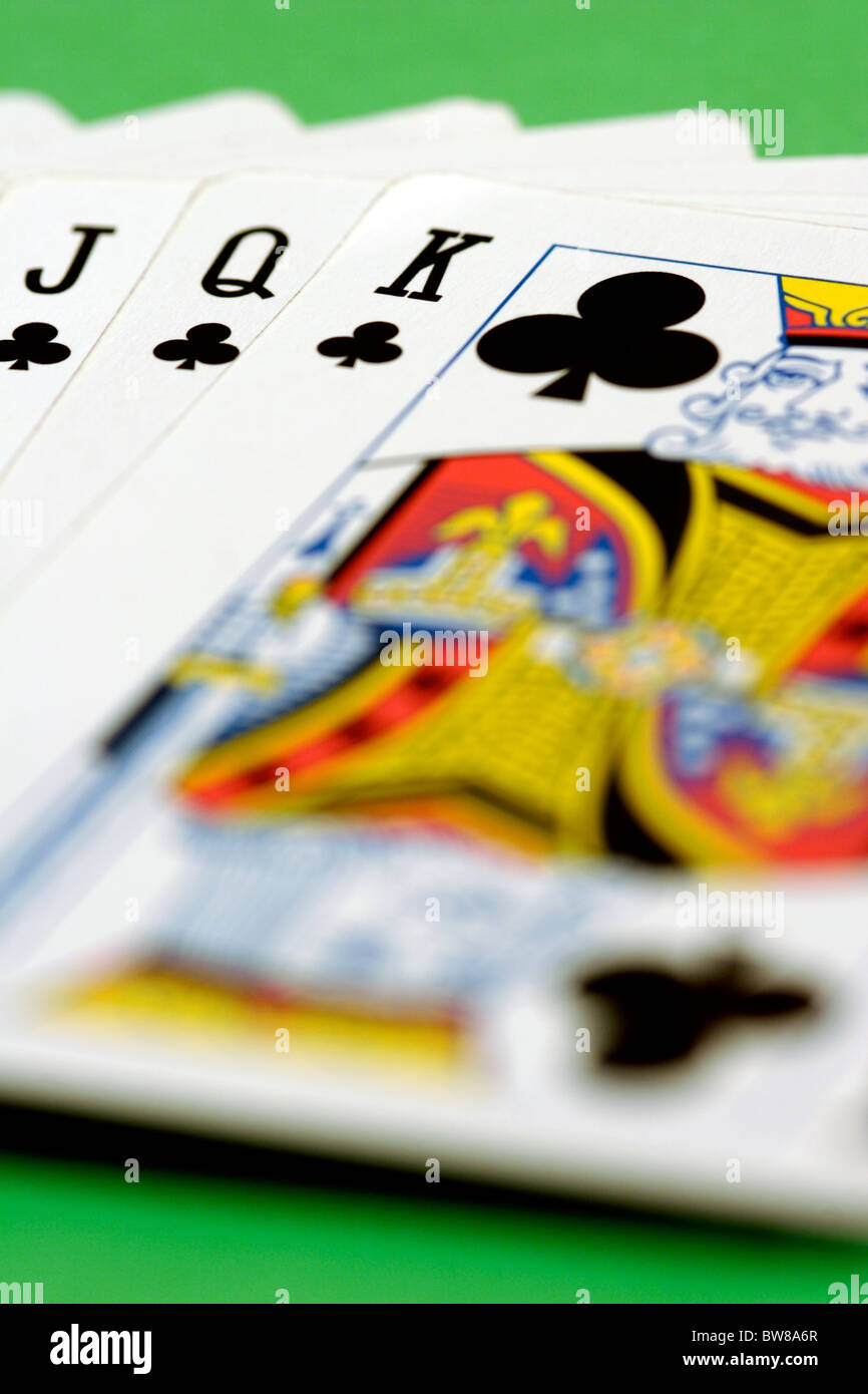 Royal flush in poker game Stock Photo Alamy