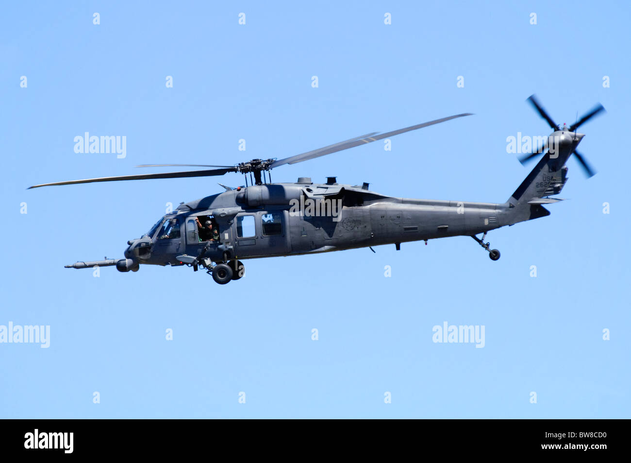 Sikorsky HH-60G Pave Hawk operated by the US Air Force departing RAF Fairford. Stock Photo
