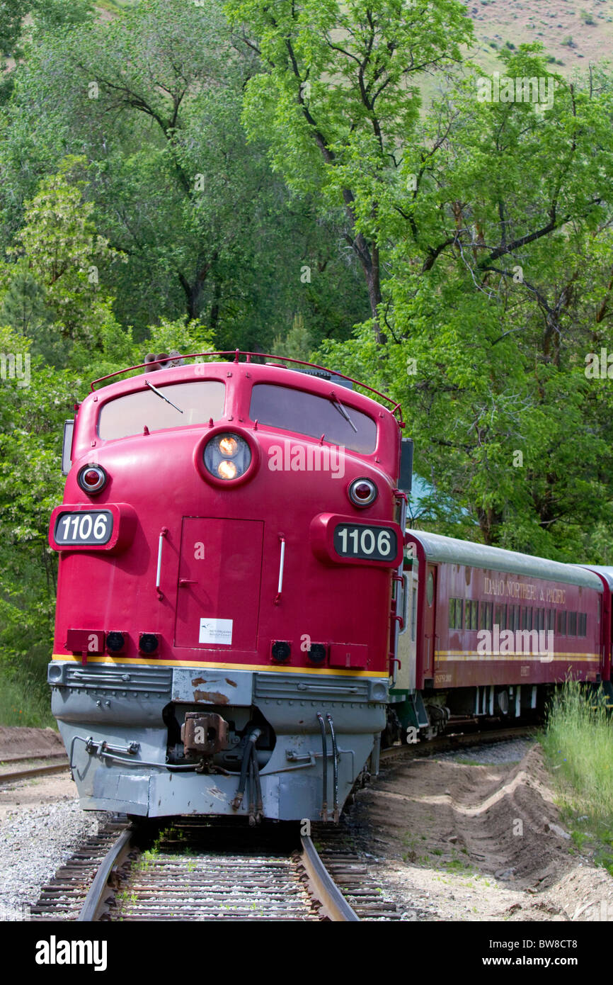 The Thunder Mountain Line scenic tourist train traveling along the